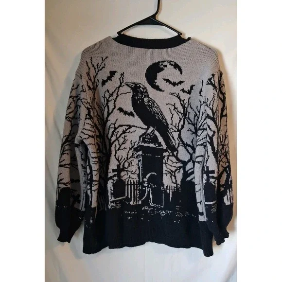 ROMWE Gothic Horror Print Loose Fit Color Block Cardigan, 1XL - Picture 6 of 8